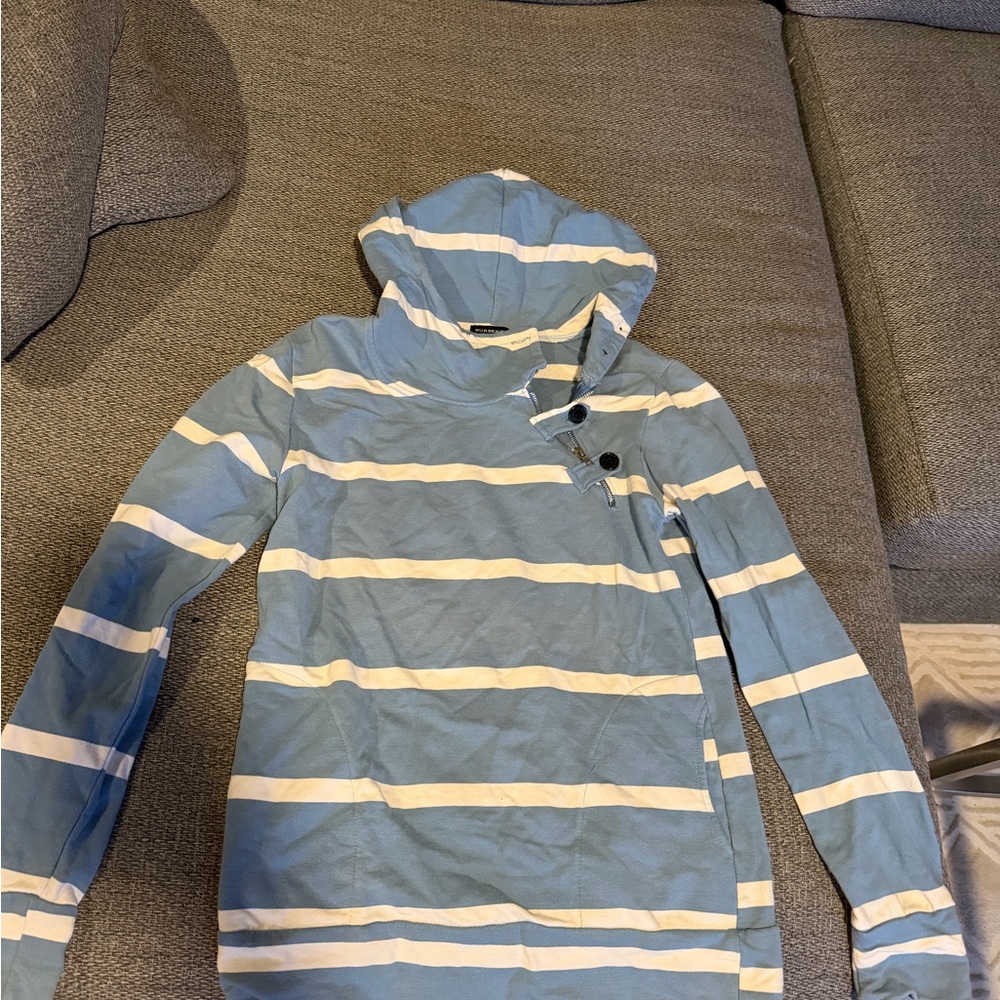 Burberry Blue and White Striped Hoodie